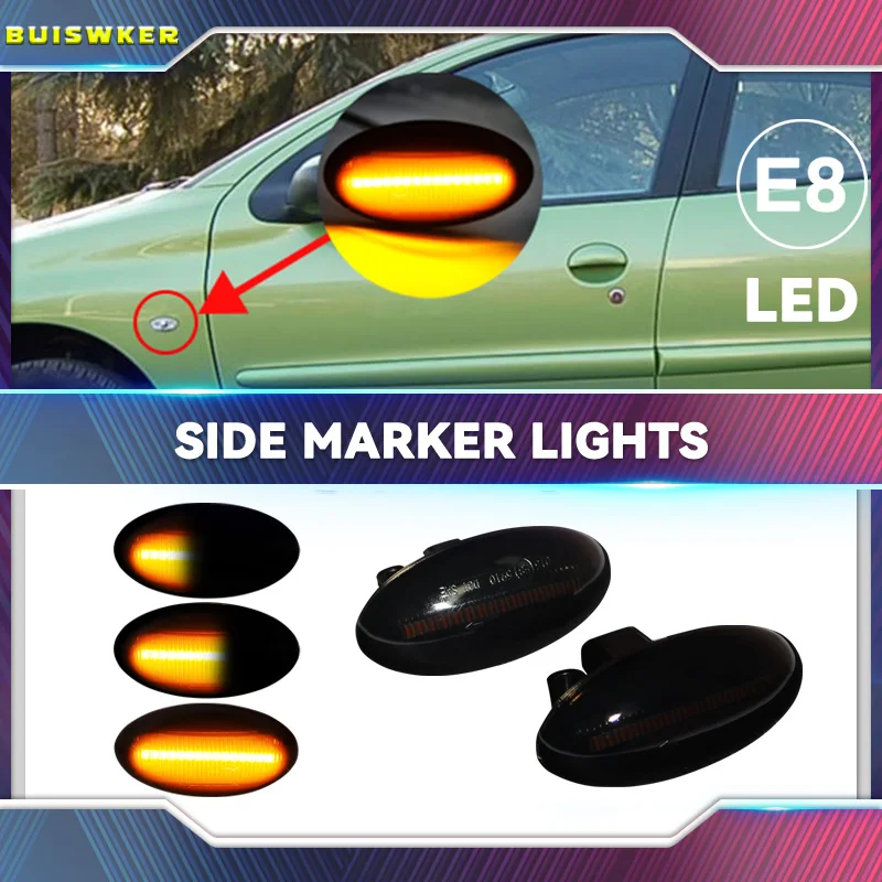 For Peugeot 307 206 207 407 107 607 For Citroen C1 C2 C3 C5 LED Dynamic Turn Signal Light Flowing Water Side Marker Indicator