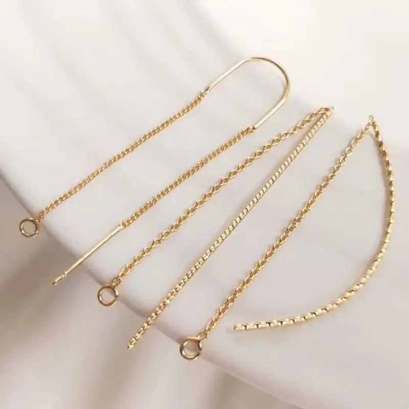 14K Gold Plated U-Shaped Fashion Ear-Line Patterned Thread Lengthened DIY Ear-Ring Ear-Hanging Accessories