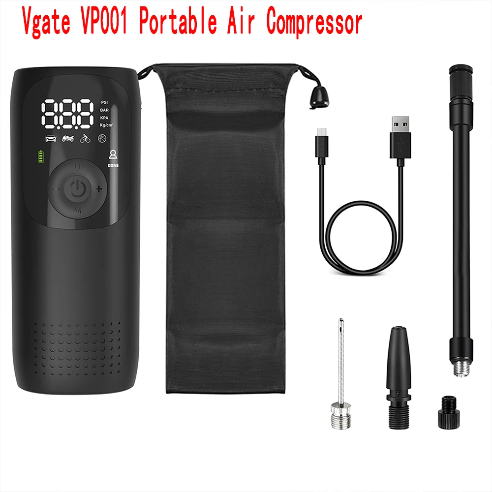 Portable Air Compressor for Car Motorcycle Bike Vgate Air Pump with Digital LED Screen 150Psi Tire Inflator with Pressure Gauge