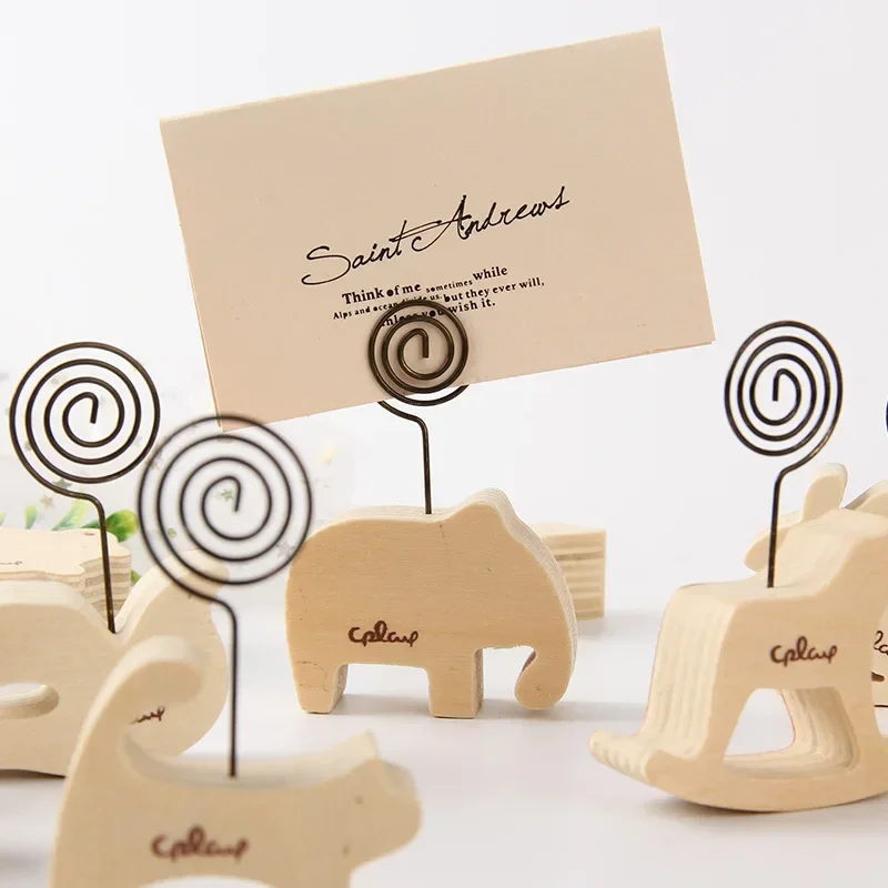 Cute Animals Wooden Photo Clip Wedding Decoration Table Number Holder Name Card Stand Rack Place Card Postcard Desk Notes Holder