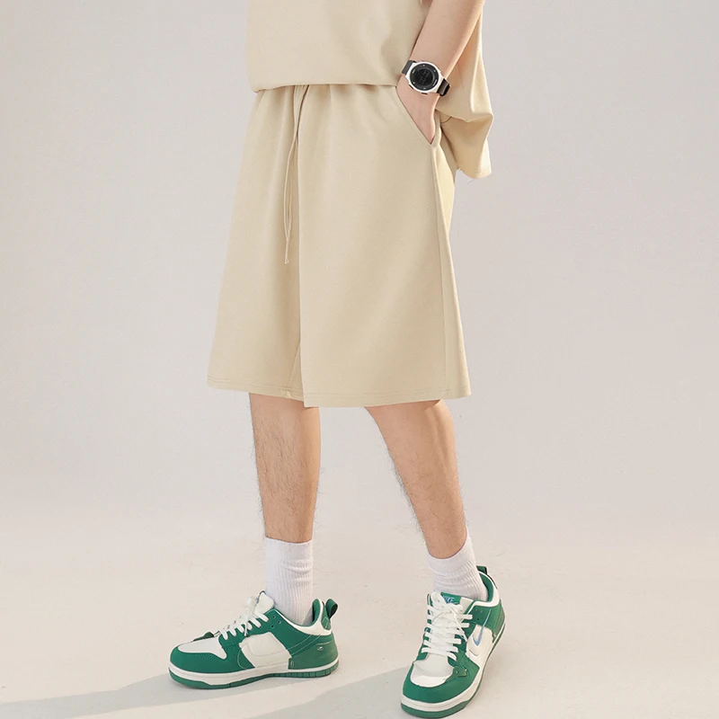 

Мужские летние шорты цвета хаки, однотонные, широкие, прямые, в американском уличном стиле, пляжные, повседневные, средней длины