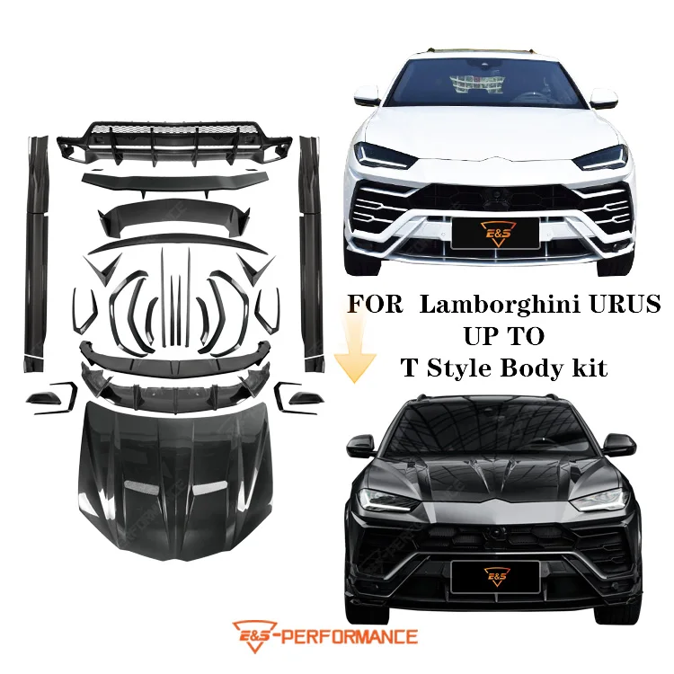 T Style Body Kit For Lamborghini URUS Body Kit With Front Lip Side Skirts Rear Diffuser Hood Carbon Fiber Carkit