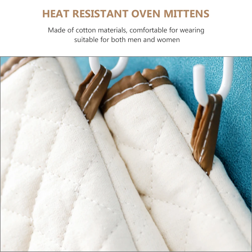 

2 Pcs Insulation Gloves Heated Oven Hot Mitts Resistant Mittens Heating for Kitchen Cotton Work