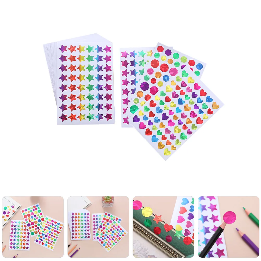 30Sheets Reward Stickers Adhesive Safe Non-Toxic PVC Round Heart Star Dot Shape Motivational Teacher Classroom Decoration DIY