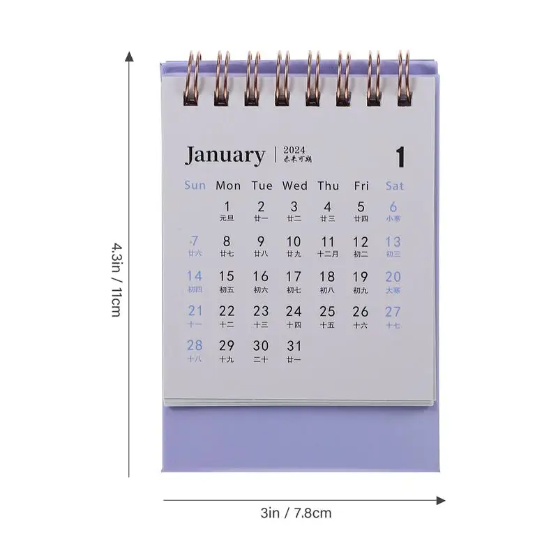 Effen Kleur 2024 Mini-Bureaukalender Kantoorschoolbenodigdheden Kalender Kalender Maandelijkse Planner Bureauaccessoires Decor Record