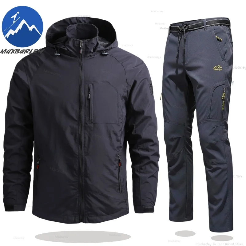 

Maxbarley Autumn Suit Men Solid Color Hooded Waterproof Assault Set Outdoor Labor Protection Suit Casual Windbreaker Work Suits