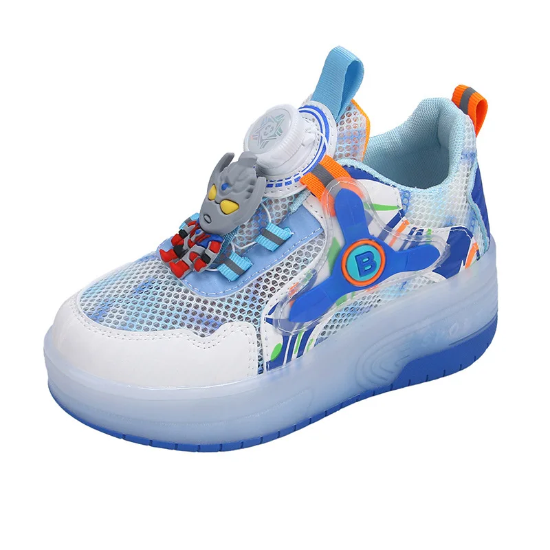 Fashion Two Wheels LED Children Roller Shoes Swivel Button Kids Skates Air Mesh Girls & Boys And Women Sneakers Size 29-40