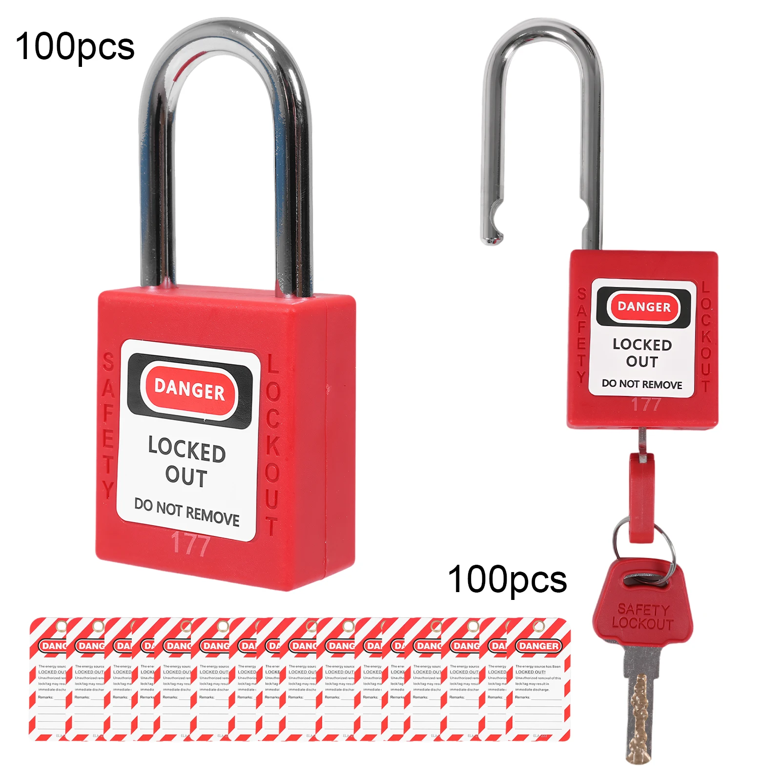 

Набор из 100 замков Loto Safe и 100 бирок для электрических блокировок (Lockout-Tagout) для электромонтажных работ