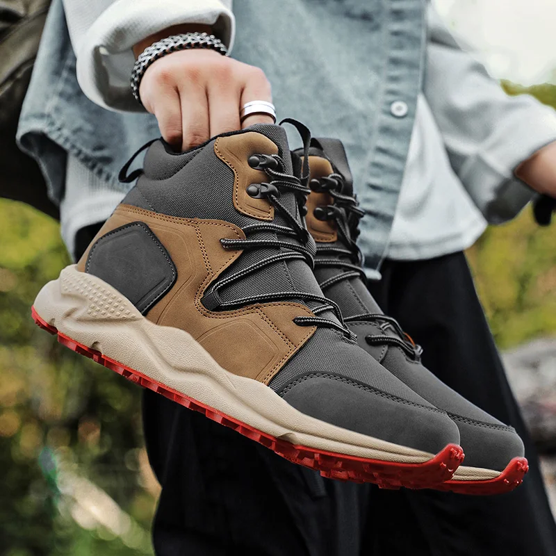 

Hiking Shoes Men Anti-slip Low-top Outdoor Sports Shoes Men Flat Bottom Comfortable Soft Breathable Casual High-top Boots Men