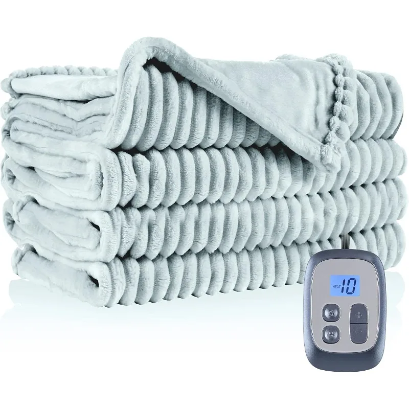 

Одеяло с электрическим подогревом, 10 уровней нагрева и 12-часовым автоматическим выключением. Большое одеяло с подогревом из мягкой плюшевой ткани для постельного белья.