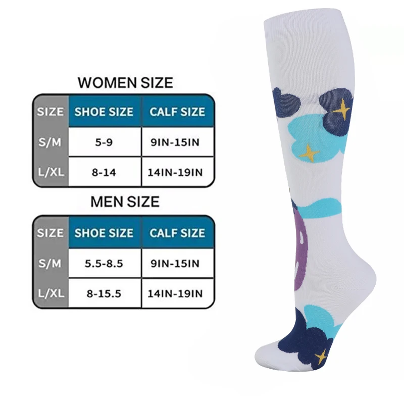 3/6 Paar Kompressionssocken Outdoor-Sport Reiten Kompresse Stretchstrümpfe Krankenschwester Wadendruck Beinsocken Geschwollene Krampfadern – Detail 1
