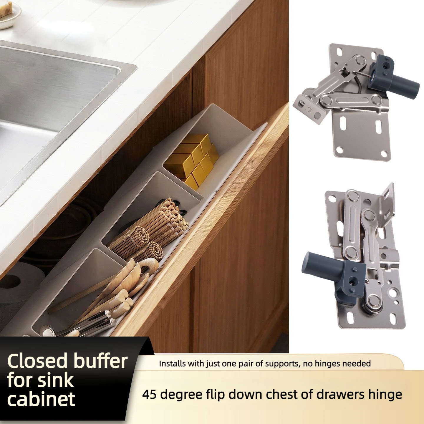 Flip Down 45° Hinge Sink Cabinet Bucket Shoe Cabinet Bucket Damping Door Hinge Furniture Cabinet Door Connector Accessories