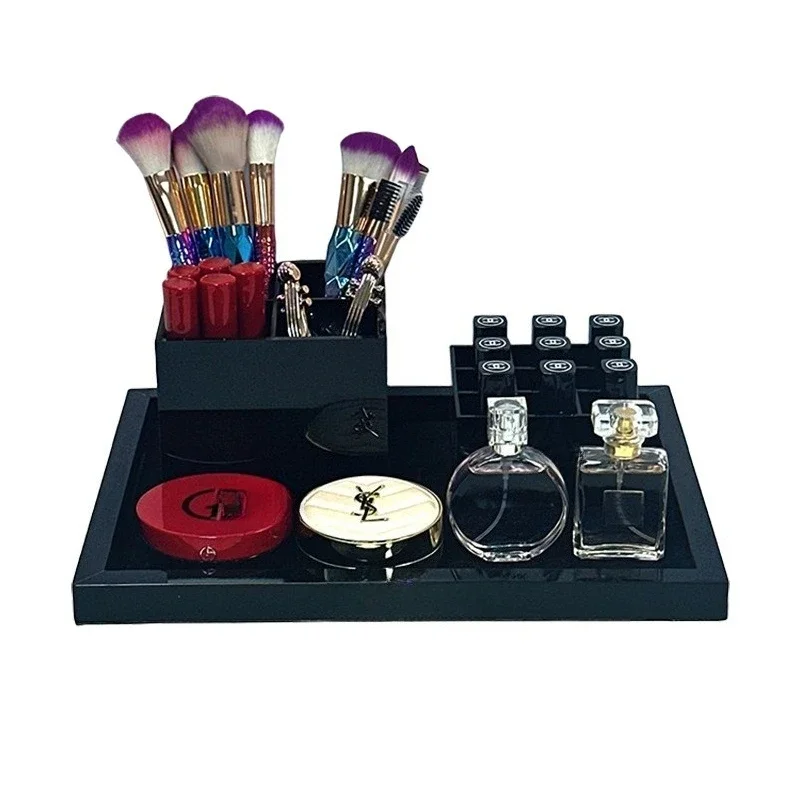 

Acrylic black piano paint texture desktop storage rectangular large tray simple light luxury style portable design