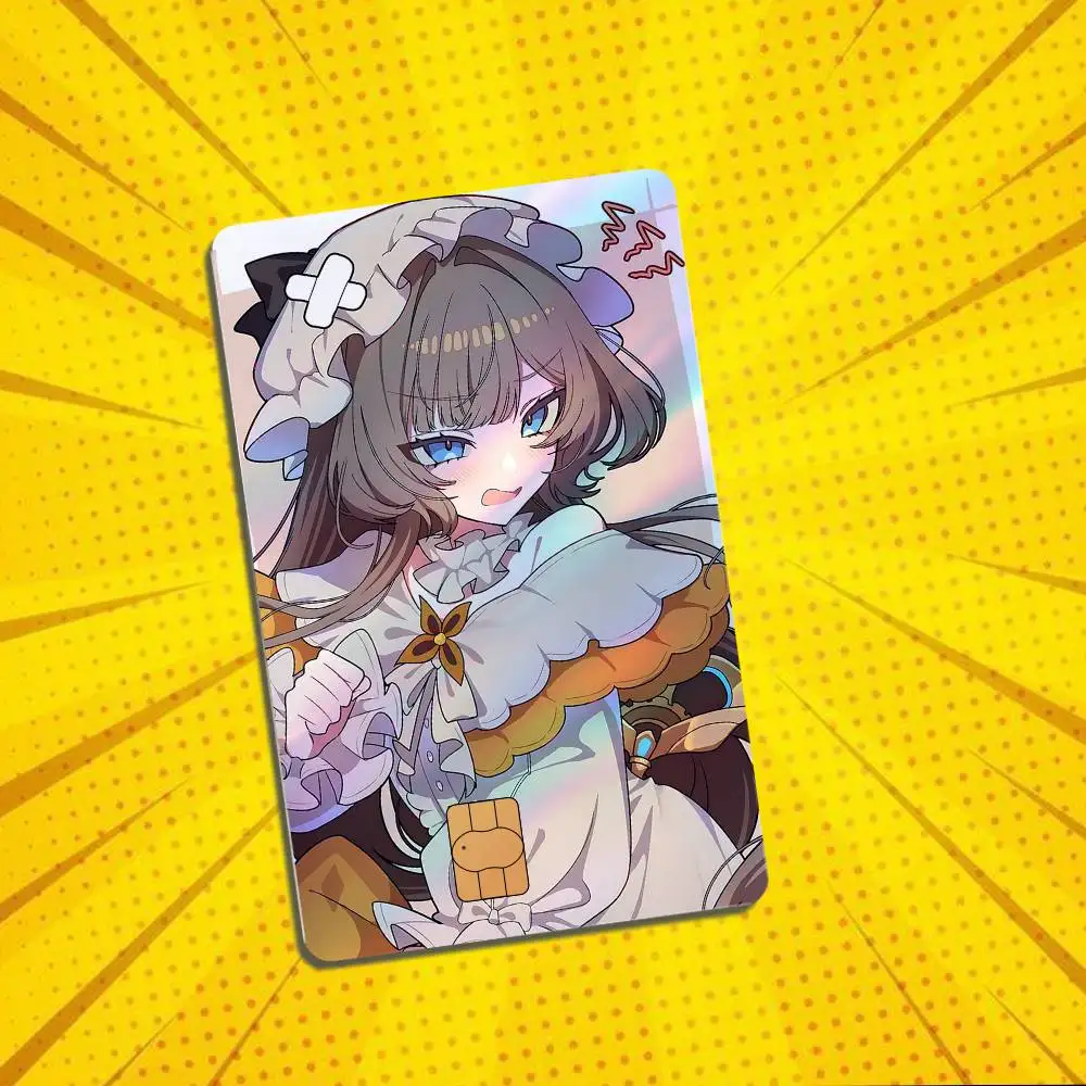 Automaton Sandrone Genshin Impact Laser shimmer Name Card Sticker Decorate Bank Card Couple Student Study Supplies Decals Patch