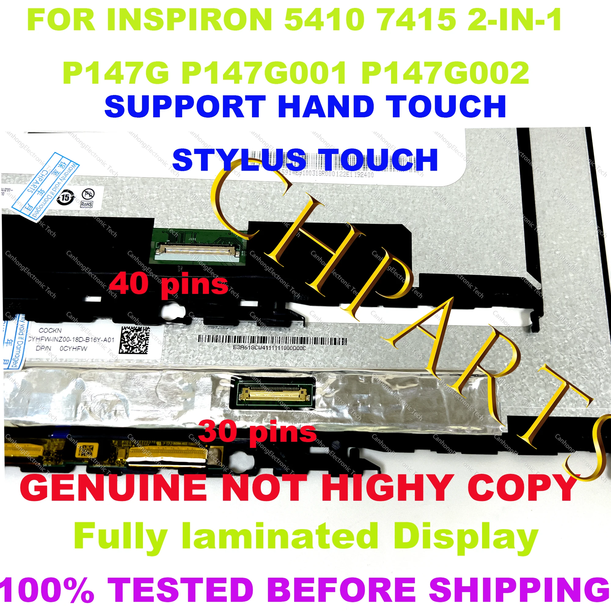 Imagem -04 - Lcd Touch Screen Substituição Assembly Painel de Exibição Moldura Dell Inspiron 5410 7415 em P147g P147g001 P147g002