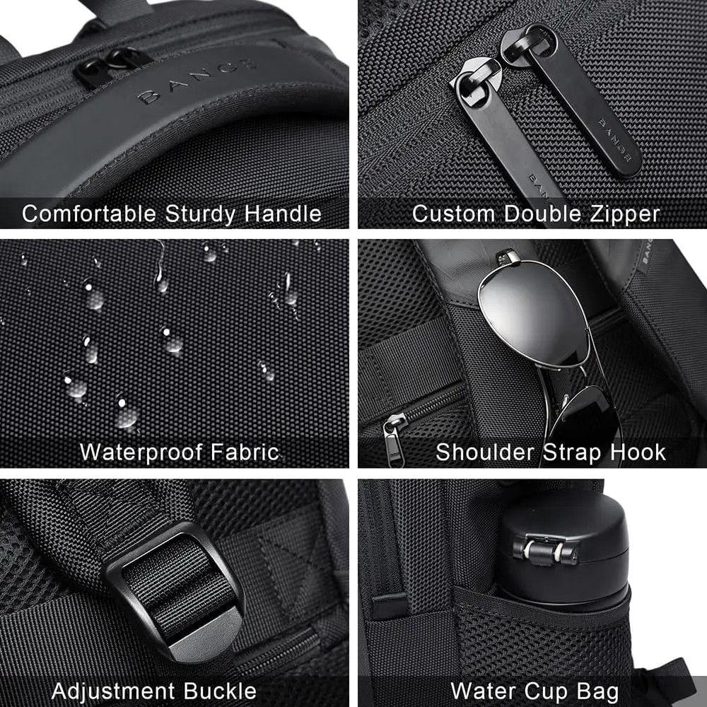 حقيبة ظهر للكمبيوتر المحمول للسفر تناسب كمبيوتر محمول مقاس 15.6 بوصة للرجال والنساء مقاومة للماء مع جيب شبكي جانبي ومنفذ شحن USB