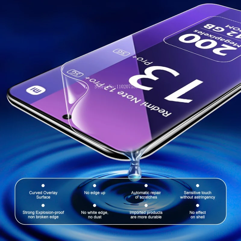 4PCS Hydrogel Film For Xiaomi Redmi Note 13 12 11 10 9 8 7 Pro Plus Screen Protector For Redmi Note 12S 11S 10S 9T 8T Soft Film