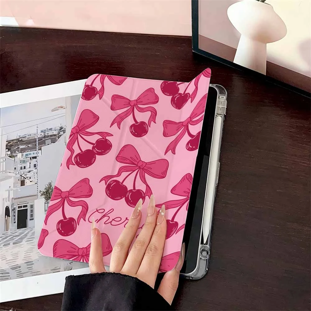 Cherry Bow Pattern For Samsung Galaxy Tab A8 A9 A11 S6 S7 S8 S9 S10 FE Plus Lite Protective With Pen Slot Tablet Case
