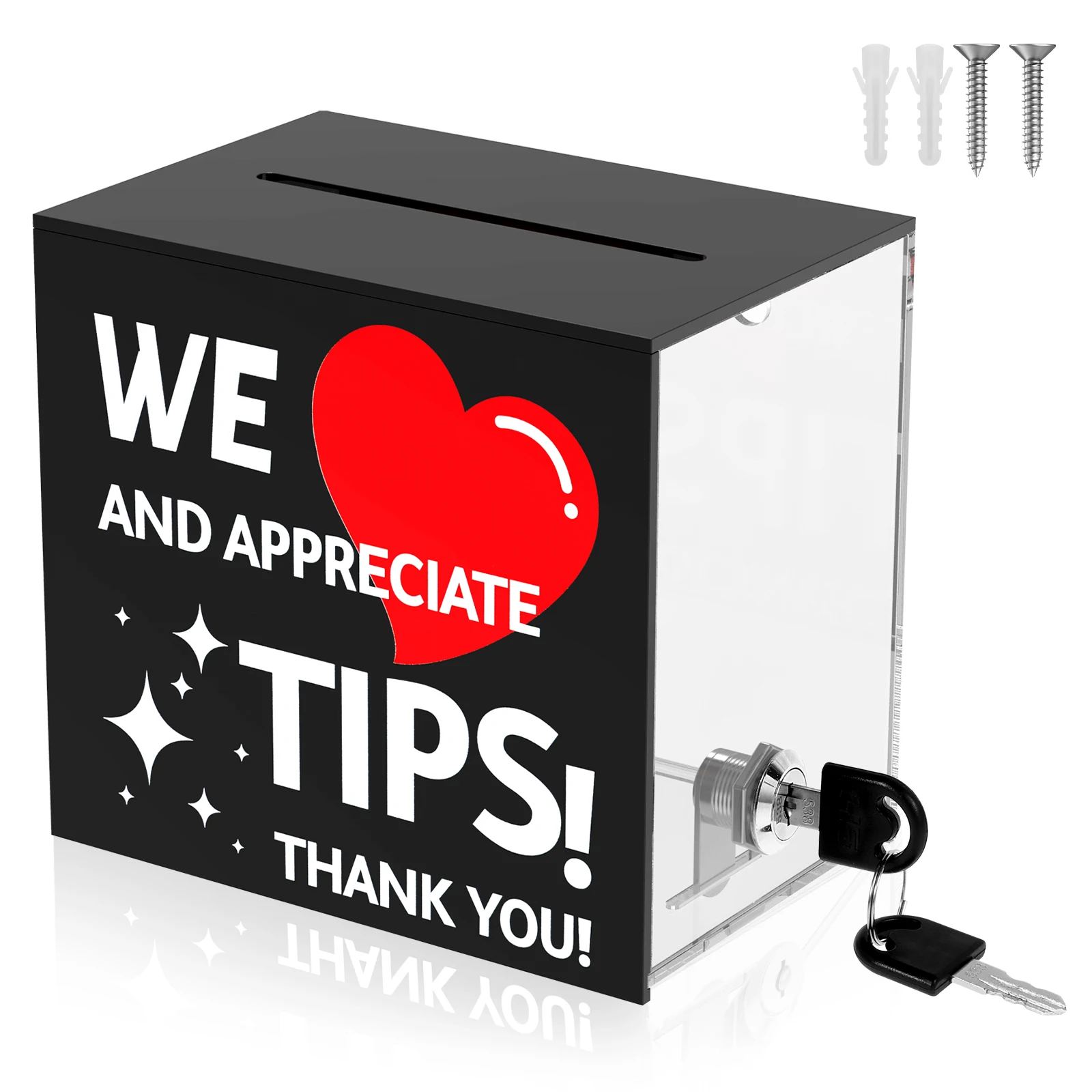 Acrylic Donation Box with Lock Clear Suggestion Trading Ballot Raffle Fundraising Box Money Saving Bank Ticket Tip Jar