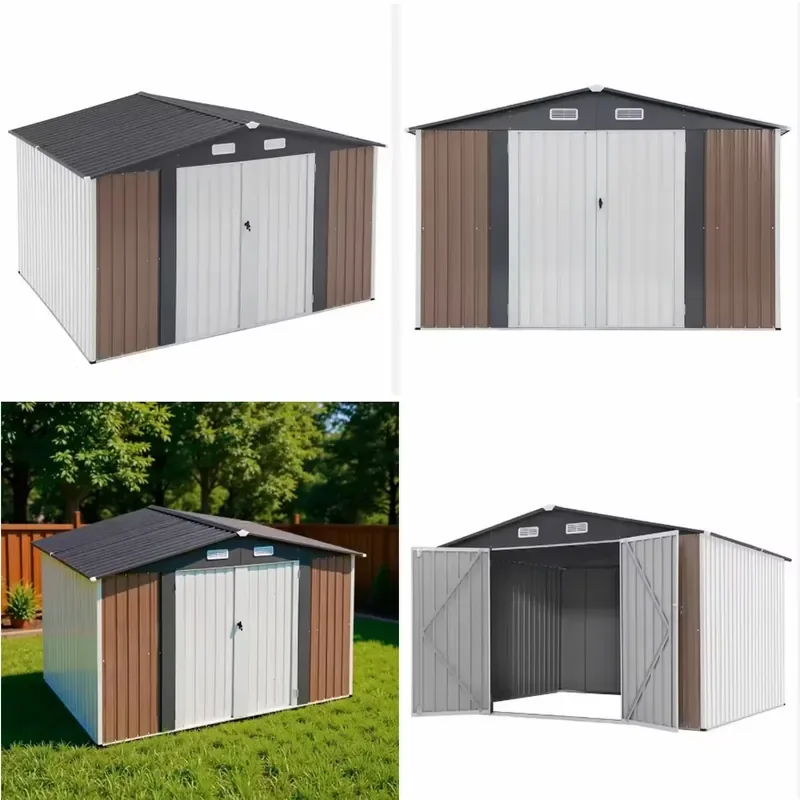 Prefabricated Metal Storage Shed 11x12 Easy Assemble Outdoor Tool Garden Shed Galvanized Steel for Farm Use