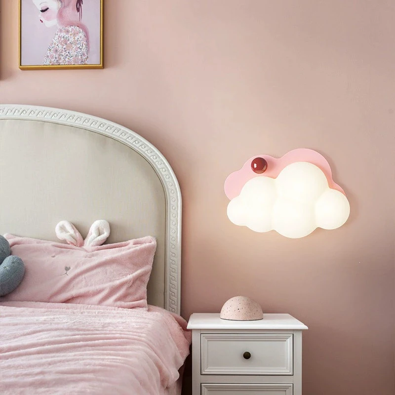 Cream Style Cloud Wall Lamps Children's Room Bedroom Bedside Lamp LED Minimalist Warm Baby Room Boy Girl Bedroom Wall Lights