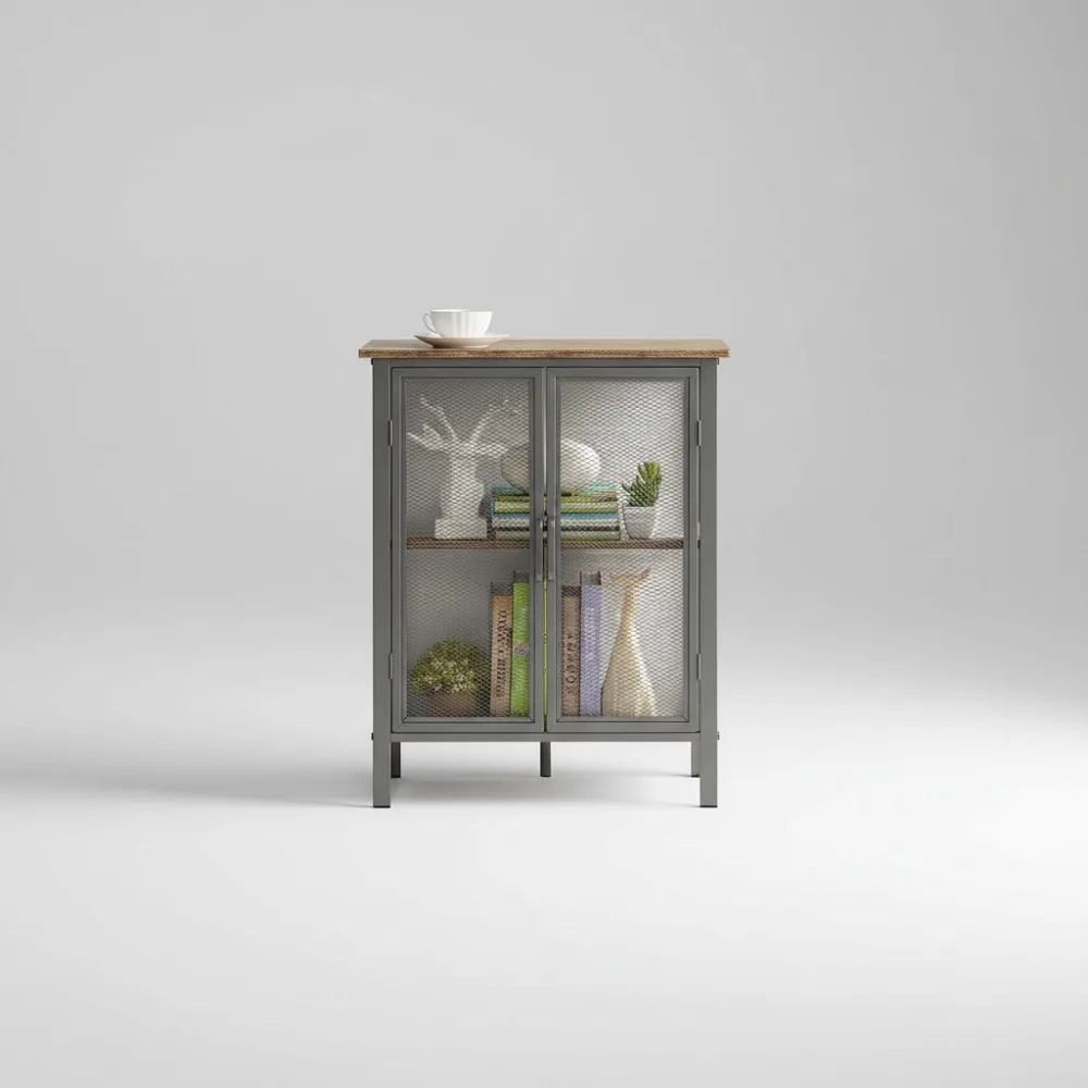 

3-Tier Corner Cabinet with Door, Metal Storage Shelf Organizer for Small Spaces, Living Room Kitchen