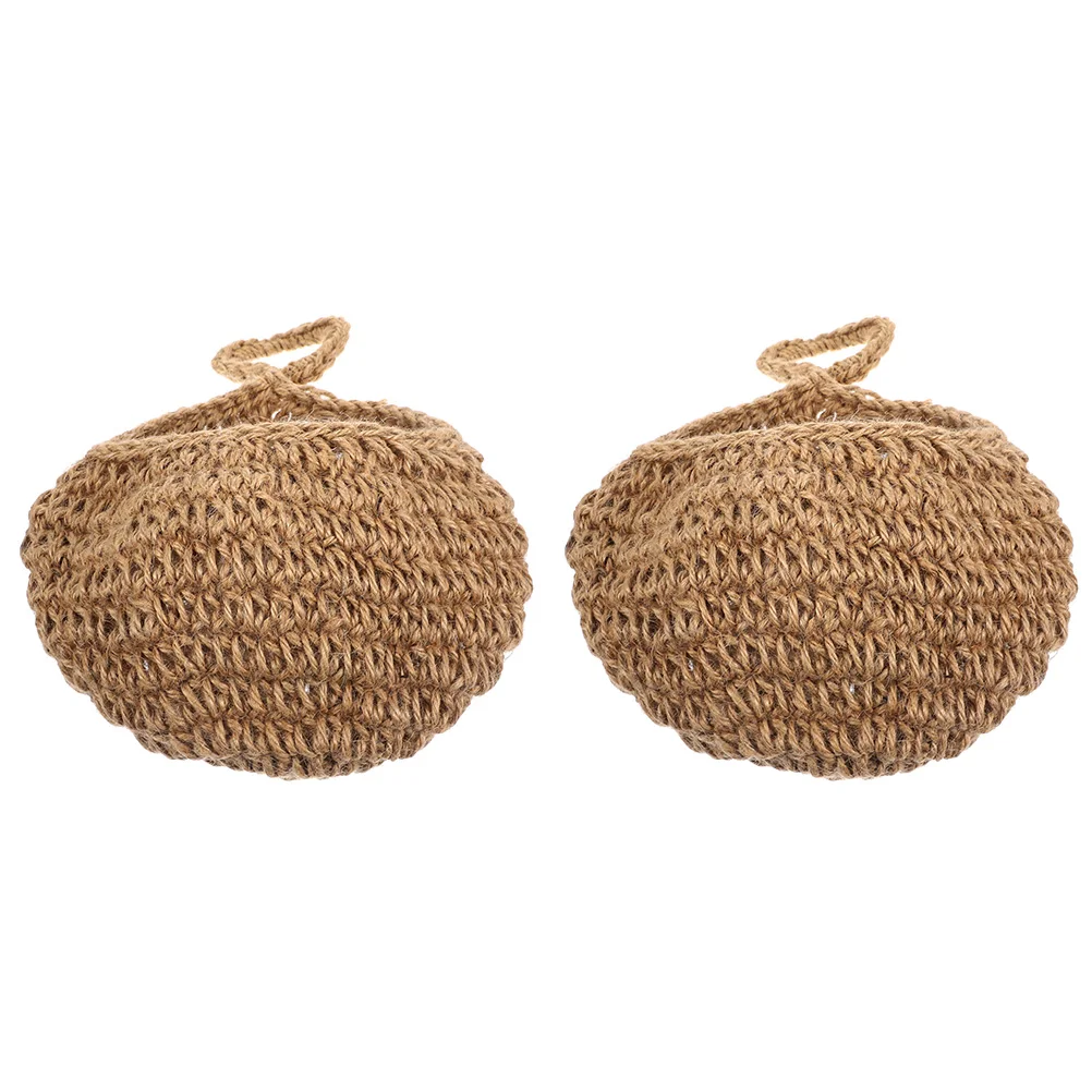 

2pcs Hemp Rope Fruit Basket Hanging Baskets for Kitchen Wall Mounted Decorative Storage Vegetable Net Breathable