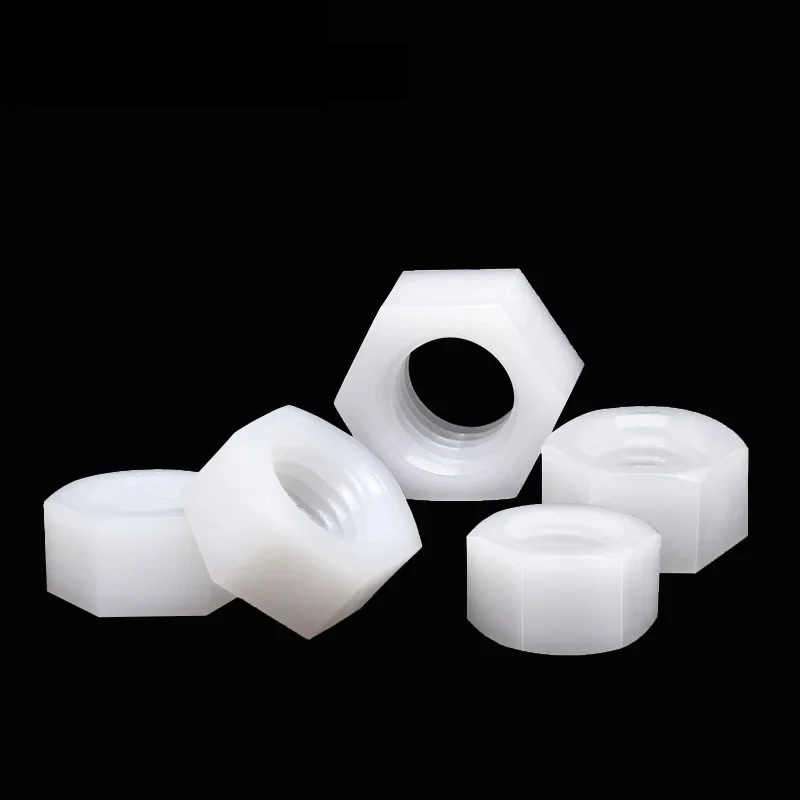 2-100Pcs White Plastic Nylon Nut Hexagon M2 M2.5 M3 M4 M5 M6 M8 M10 M12-M20 For Screws Bolts Plastic Nut