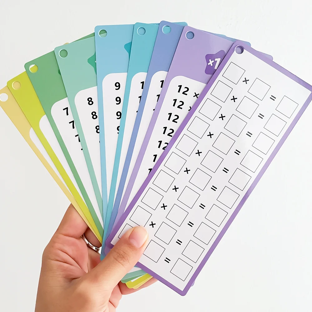30 Cartes De Multiplication 1-12 Et Opérations – Jeu éducatif Effaçable Avec 4 Feutres Pour Apprendre à La Maison Ou à L'école