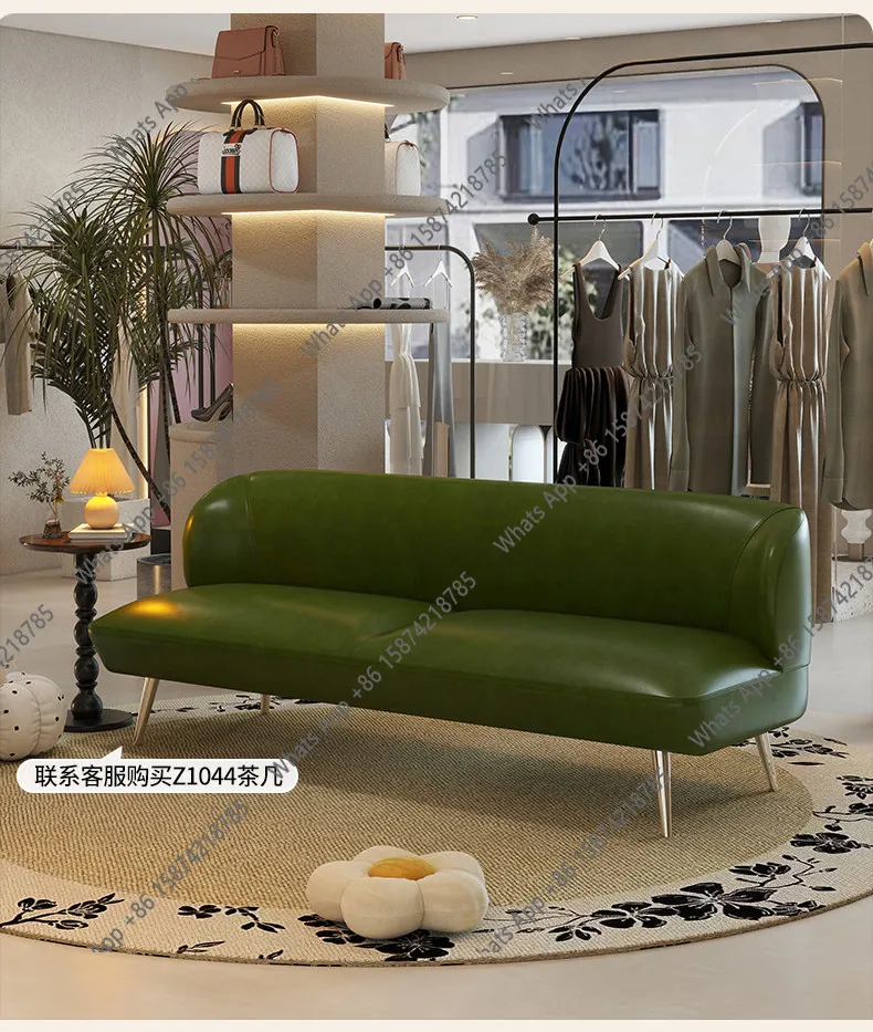 Sofa small apartment living room oil wax leather sofa retro bedroom apartment reception clothing store double triple small sofa