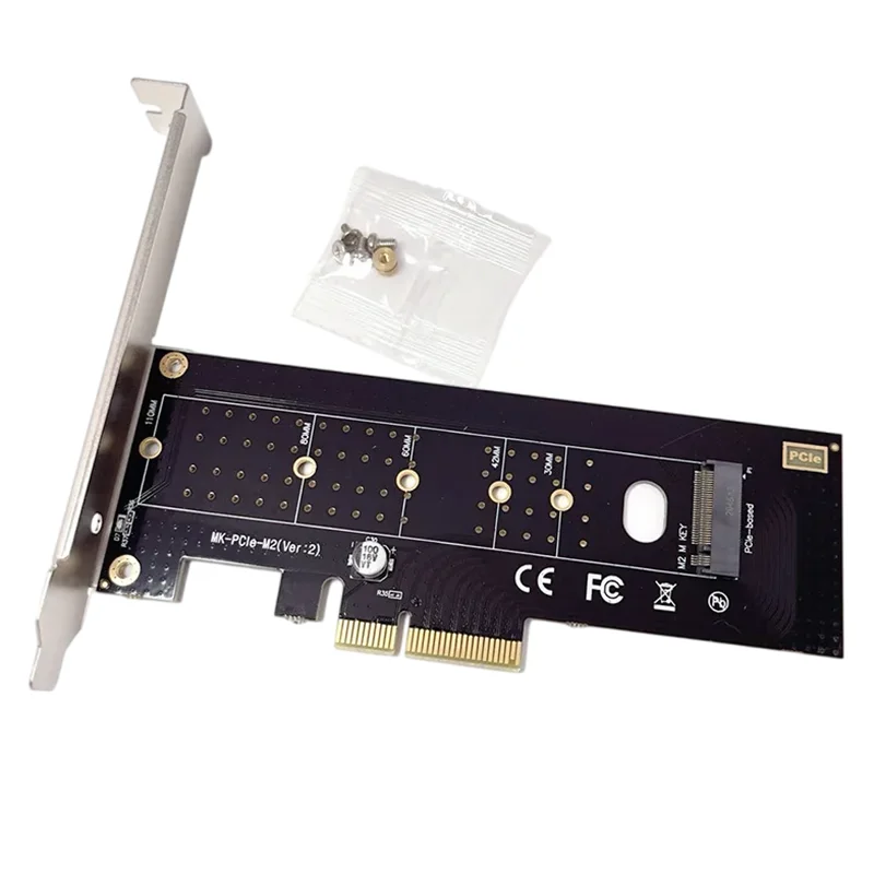 M.2 NVMe SSD To PCI-E 4X 8X 16X PCIE 3.0 Adapter Card for PC Desktop Rear Panel Expansion Support 2230 2242 2260 2280 22110