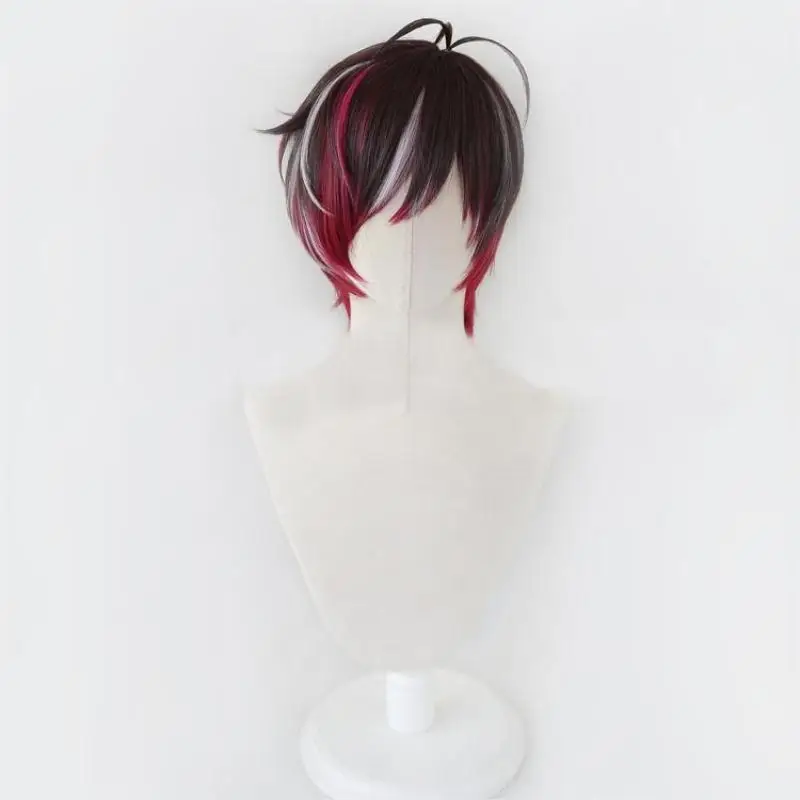 Vtuber Ver Vermillion Cosplay Wig Colour Mixture Short Hair Heat Resistant Synthetic Halloween Party Accessories Props