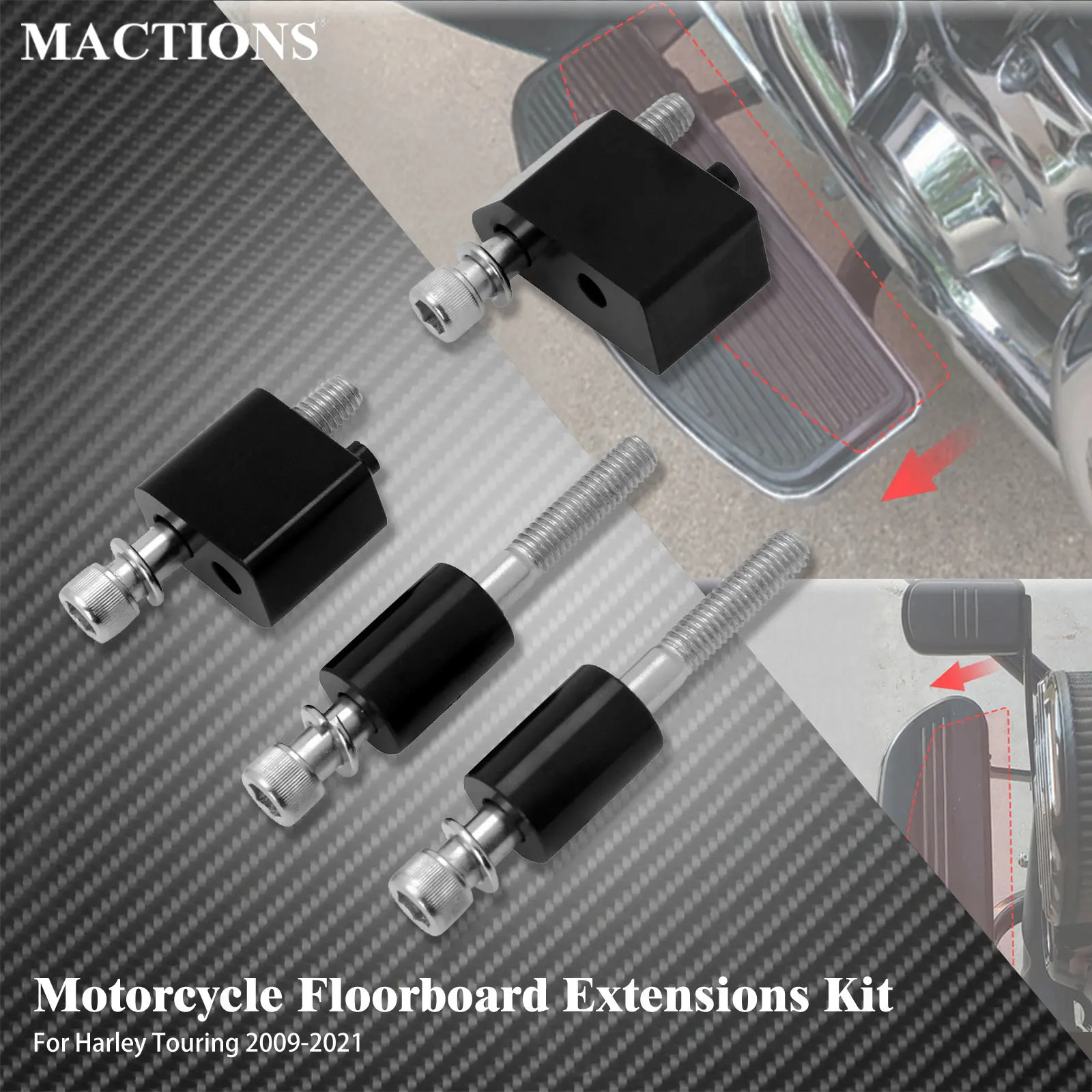 

Motorcycle Floorboard Extensions kit 3/4" Driver Footpegs Spacer For Harley Touring Road Street Glide FLHR Ultra Classic 09-2021