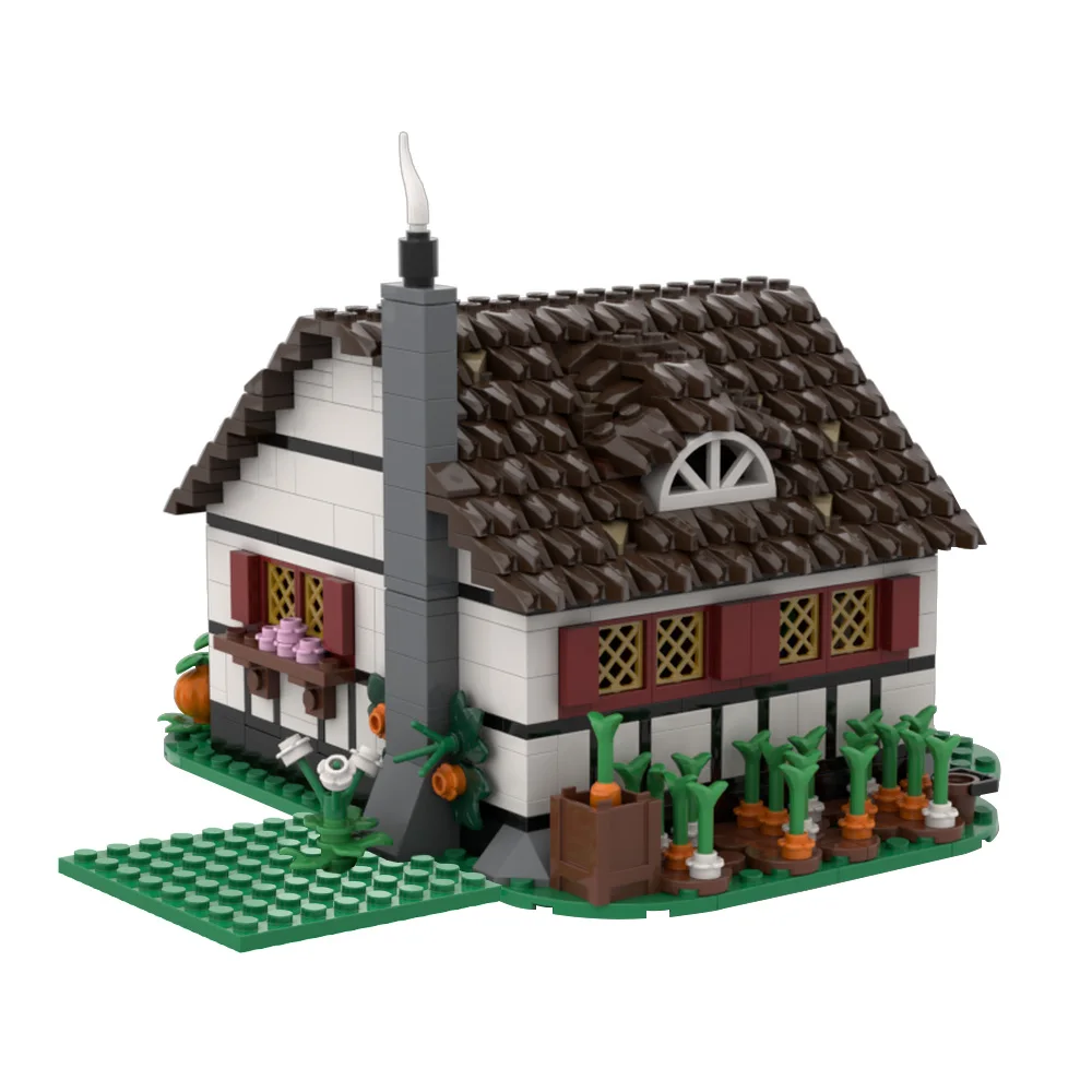 Moc antigo medieval fazenda blocos de construção modelo medieval vegetal jardim casa arquitetura montar brinquedos crianças presentes aniversário