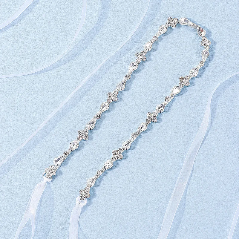 

Luxury Teardrop Rhinestone Welded Waist Cincher & Chain for Evening Dresses & Gowns, Embellished Bridal Accessories