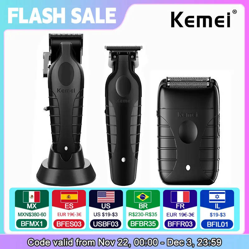 New Kemei Original Hair Clipper Kit KM-2296 KM-2299 KM-T95 Rechargeable Electric Hair Trimmer Barber Professional Shaver For Men