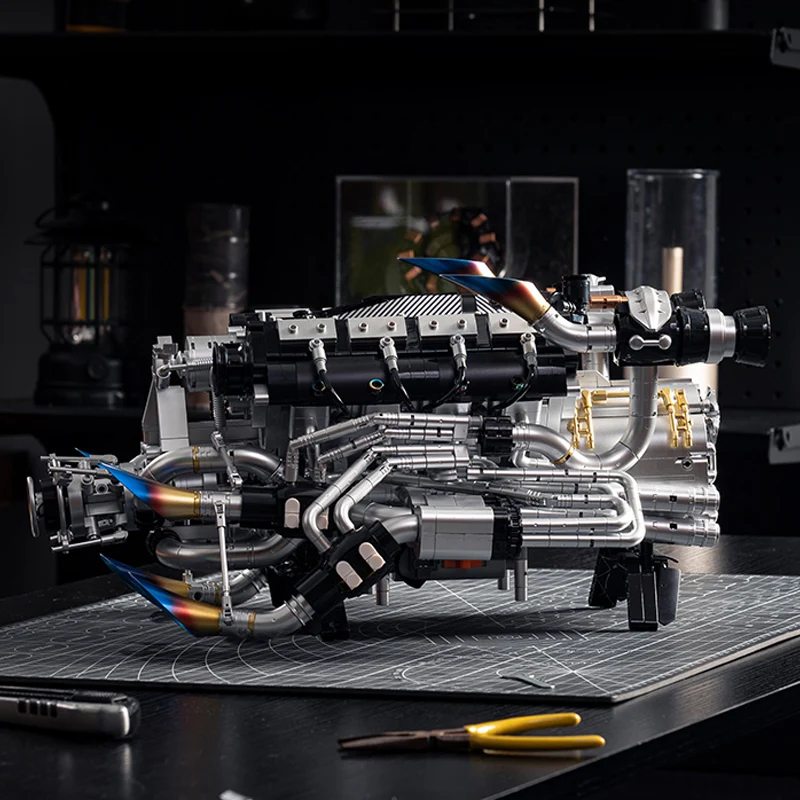 كتلة بناء محرك Batmobile V8 الكهربائية، نموذج تجميع عالي الصعوبة لمحاكاة كبيرة الحجم #4