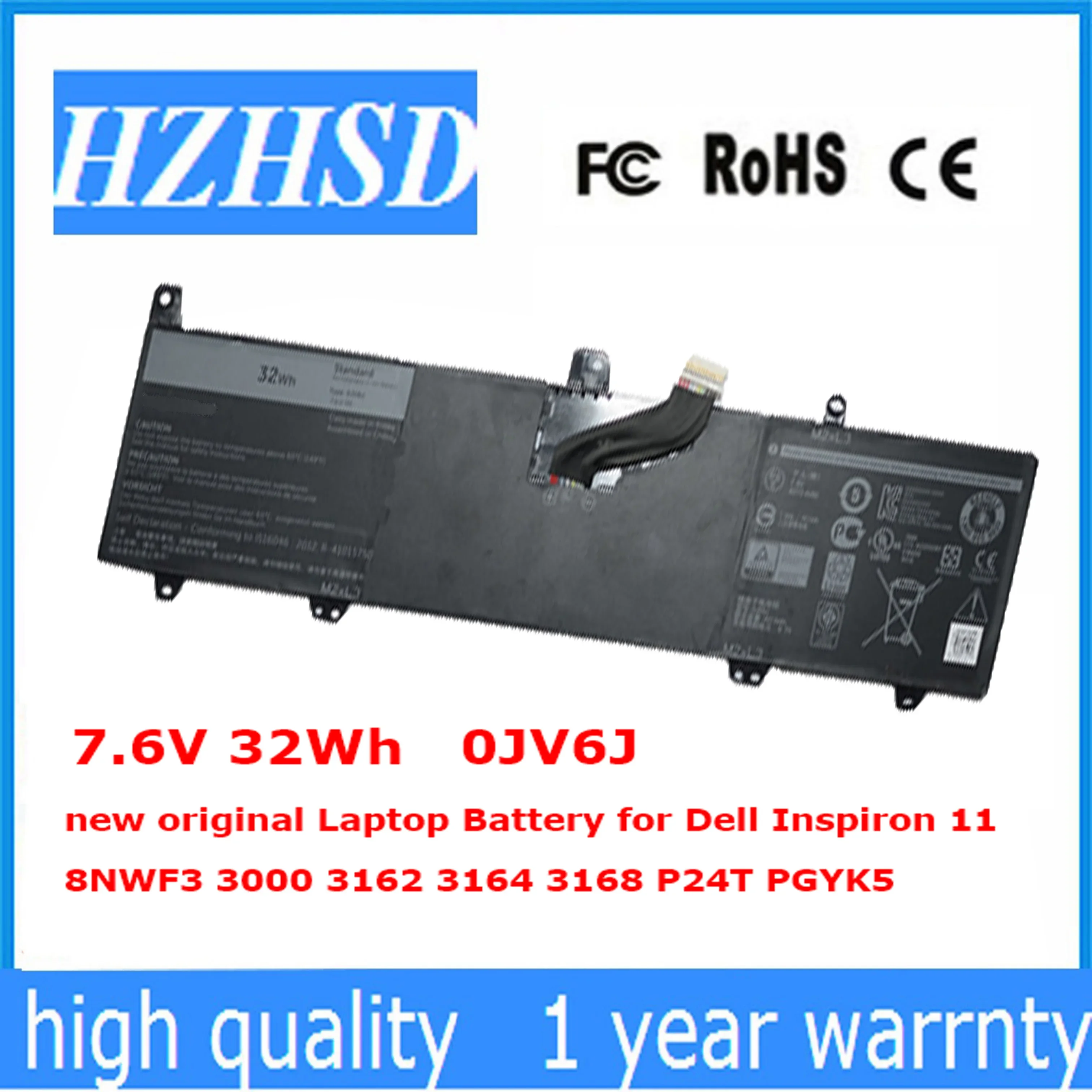 

7.6V 32Wh 0JV6J new original Laptop Battery for Dell Inspiron 11 8NWF3 3000 3162 3164 3168 P24T PGYK5