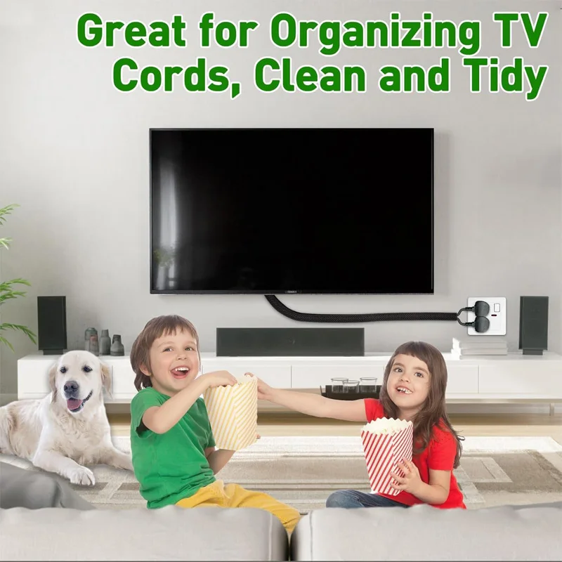 3m/9.85ft PET Expandable Braided Sleeving Flexible Wire Mesh Sleeve Black For TV Audio PC Cords Protect From Pets Chewing