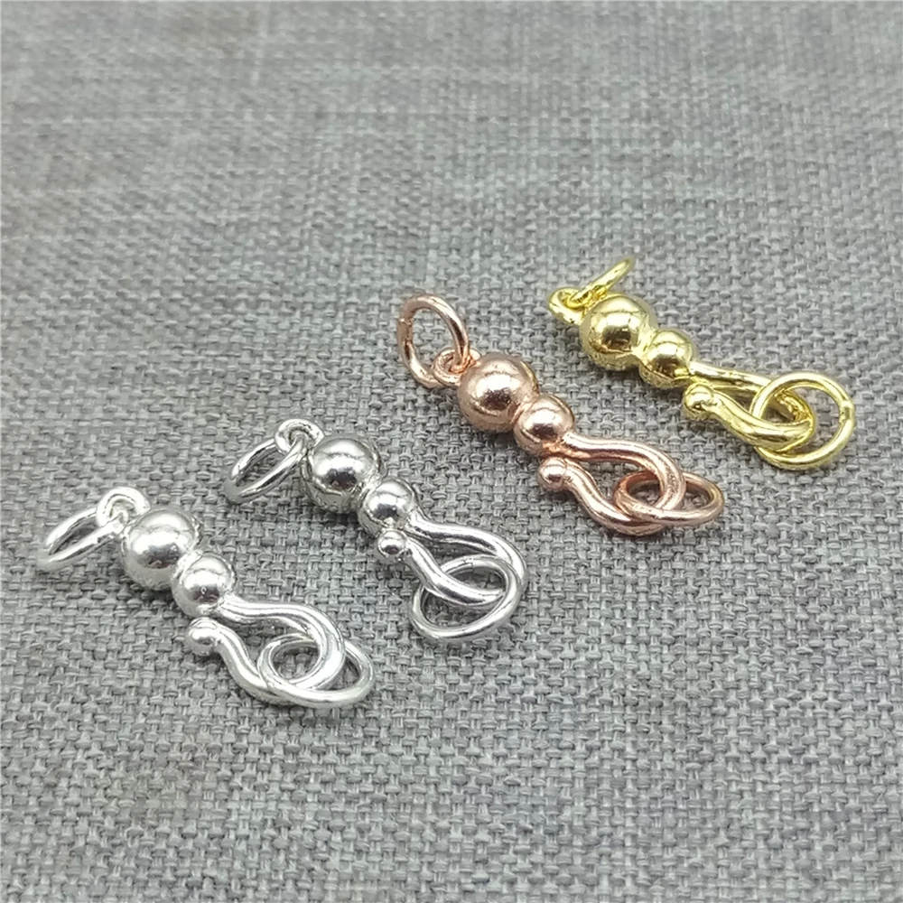 2 Pieces Gourd Hook Clasps in 925 Sterling Silver with Gold Plating for Bracelet and Necklace Making