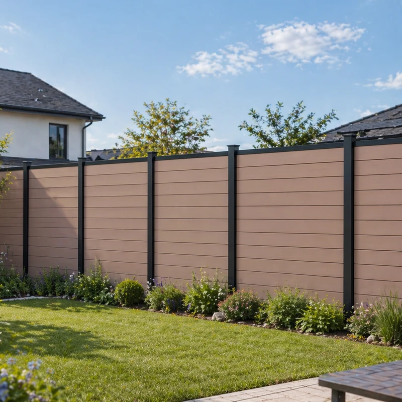 

WPC Fence Panels Modern Textured Wood Plastic Composite Garden Privacy Fencing Durable Weatherproof Outdoor Security Barrier