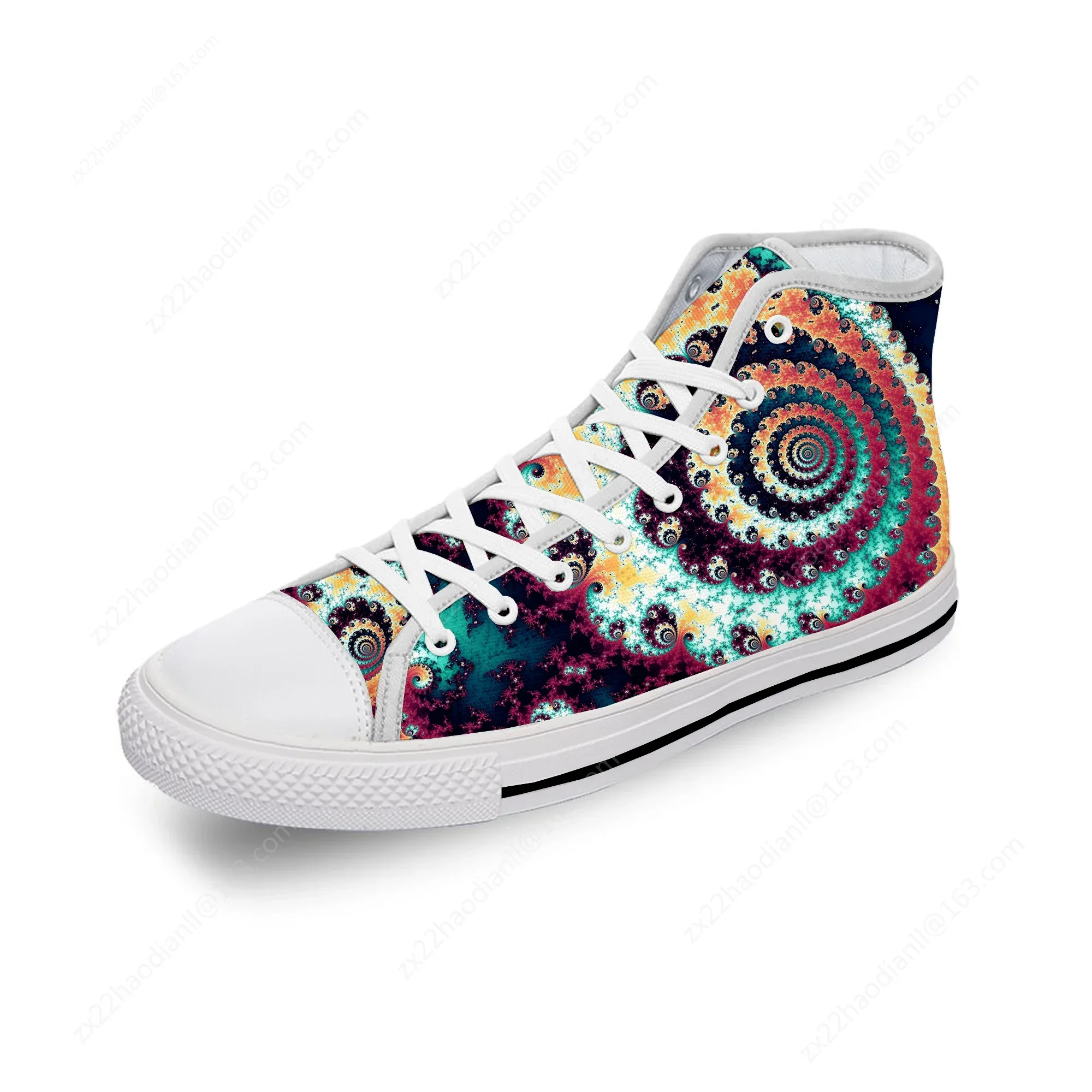 Fractal Dawn Graphic Funny Cool White Cloth Fashion 3D Print High Top Canvas Shoes Men Women Lightweight Breathable Sneakers