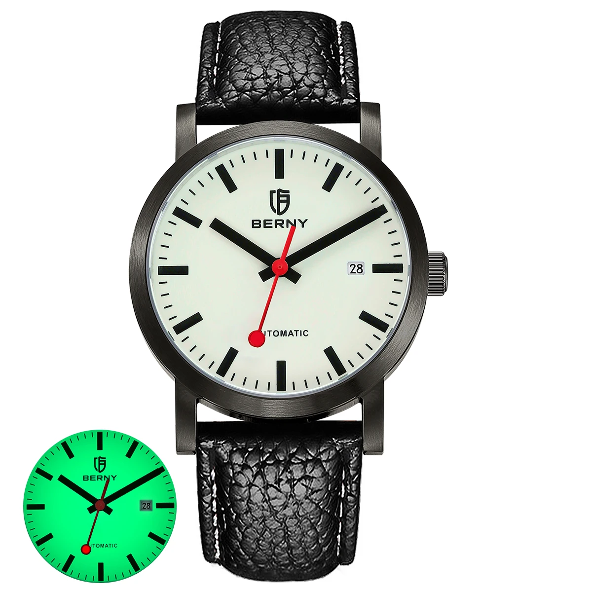 BERNY Horloge voor Mannen Automatische Self-Wind Luxe Horloge Sappire MIYOTA 8215 Top Lichtgevende 5ATM Mechanische Track Horloge