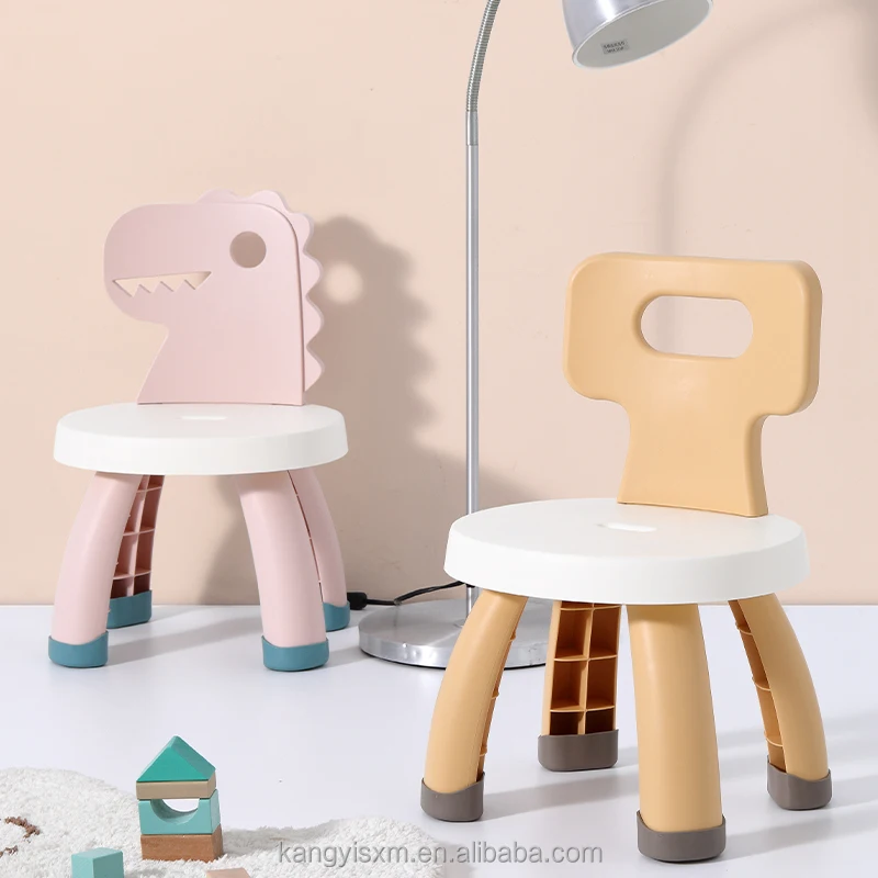 Cartoon style plastic small stool children kindergarten baby chair back chair family living room low seat fall proof