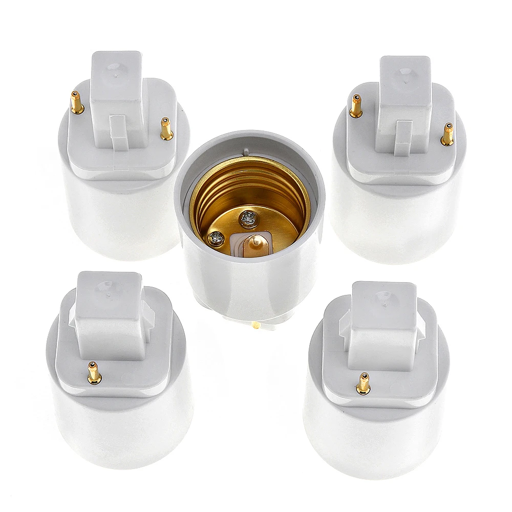 5Pcs/lot G24 to E27 Bulb Base Adapter LED Lamp Socket Holder Universal Light Converter with 2 Pin