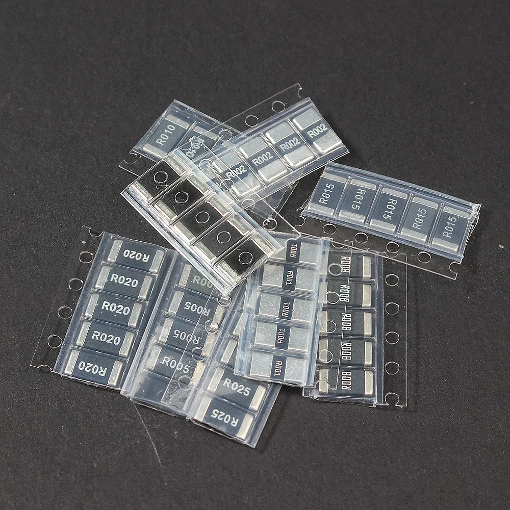 Zestaw Rezystorów SMD 50 SZT. 2512 Rezystancja 1% R001 R002 R005 R008 R010 R015 R020 R025 R050 R100 Próbka Rezystorów Różne