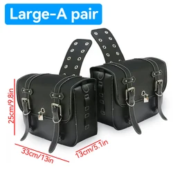 2Pcs Motorcycle SaddleBag Hanging Bag Retro PU Leather Side Box Motorbike Luggage Bags For Harley Crown Prince Benda Lifan Tools