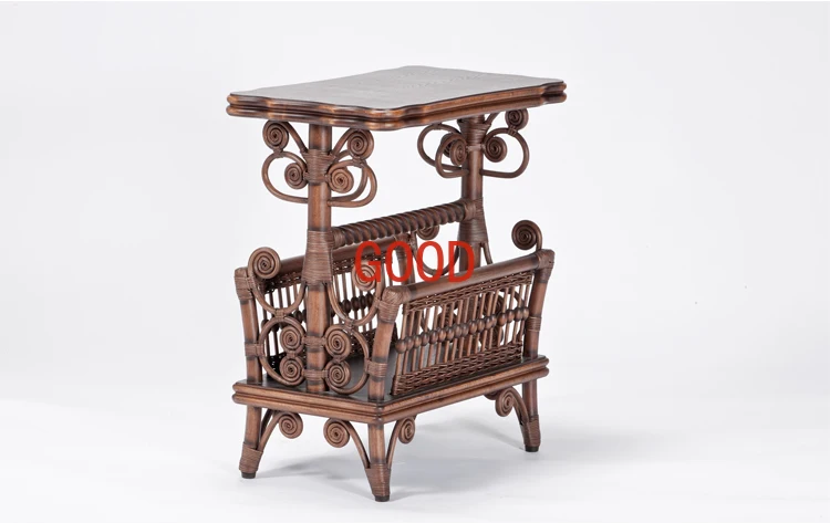 

European-Style Solid Wood Book Shelf Creative Magazine Rack Rattan Newspapers Rack the