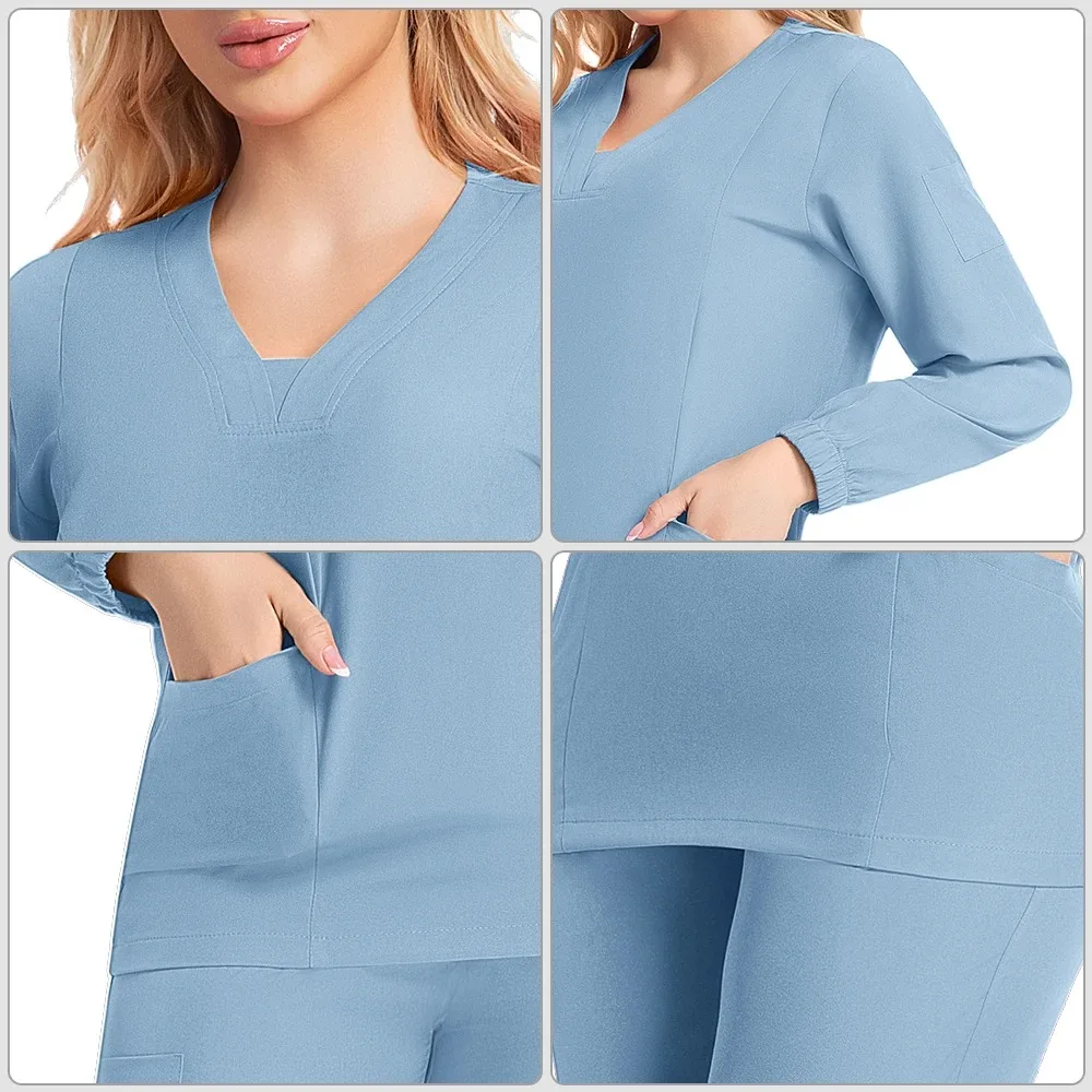 手術室医療制服長袖作業スクラブセット医療用品ナース歯科手術スーツ作業服