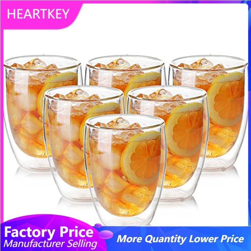 

Double Wall Drinking Glasses 80/150/250/350/450ml Beer Coffee Durable Borosilicate Drink Mug Heat Resistant Crystal Cup